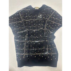 THE KOOPLES SPORT Studded and Fleece Top Black Size 1 Small NWT